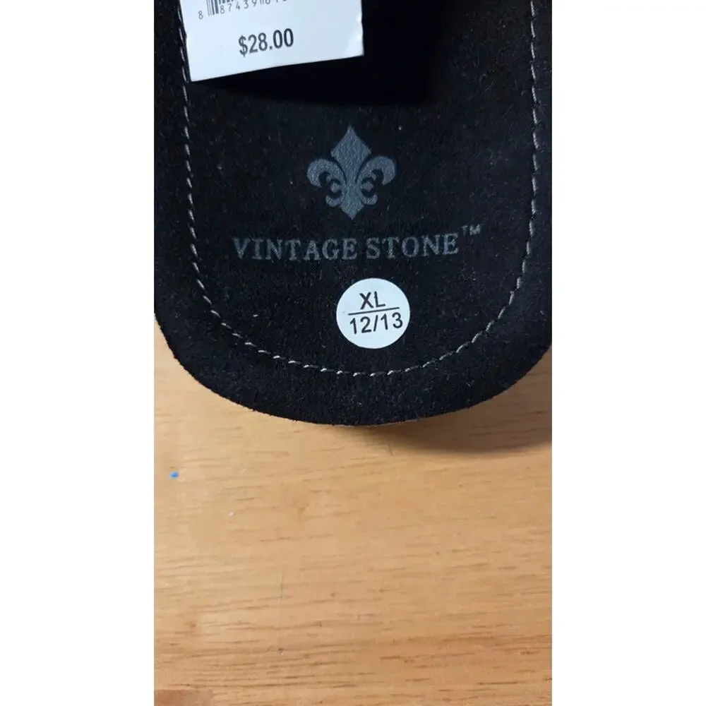 Vintage Stone Men's Slide Sandals XL 12/13 Black Frayed Canvas Slip on NWT